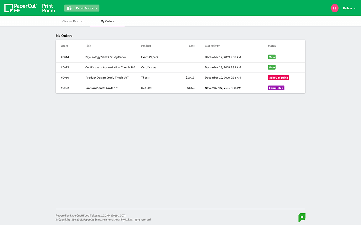 feature user order screen